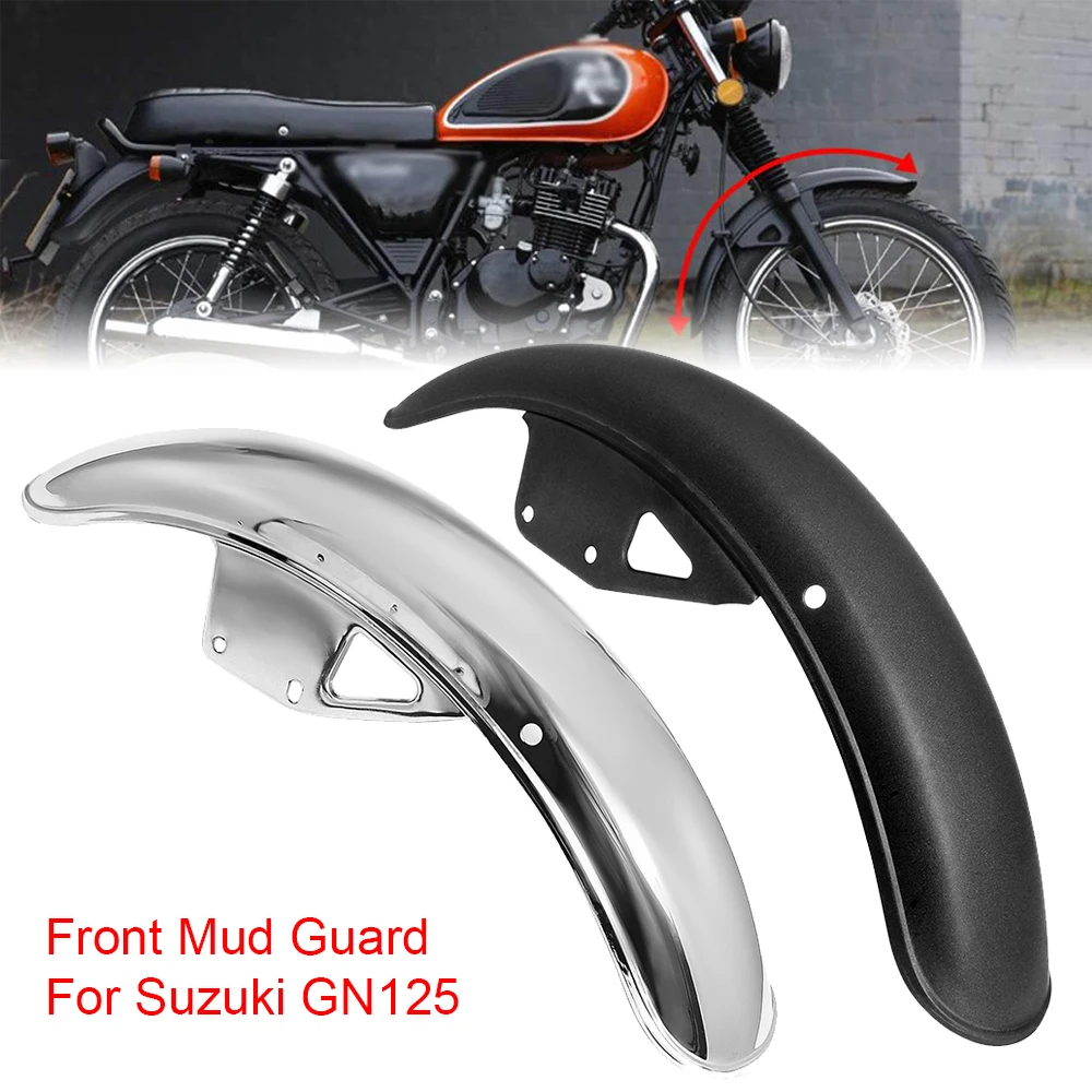 Black Chrome Motorcycle Front Fender Mud Flap Motorbike Mudguard Mud Guard Fender Protector Cover for Suzuki GN125