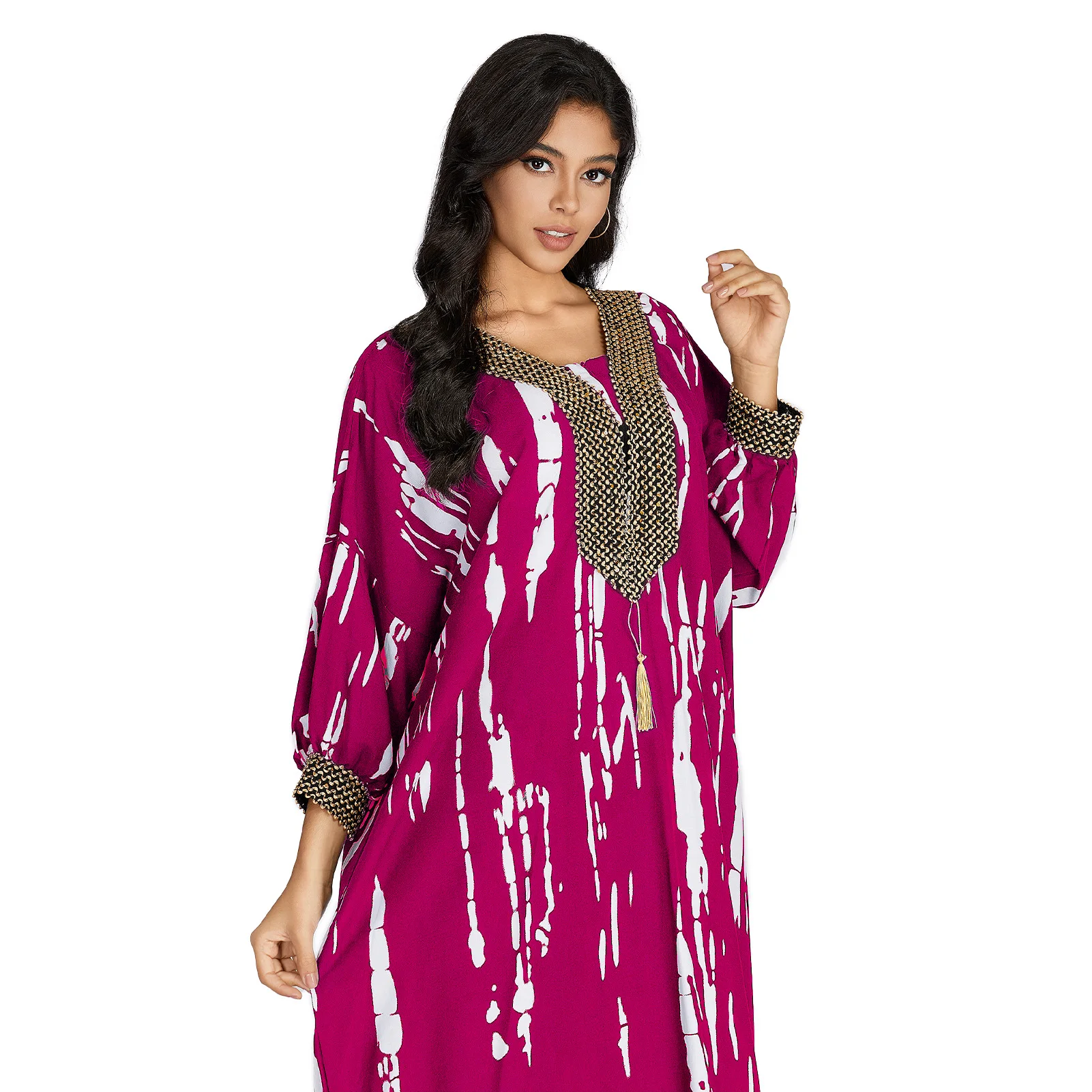 2024 New African Plus Size Summer Long Sleeve Dashiki Caftan Loose Boubou Maxi Islam Women Casual Dress African ClothingMoroccan