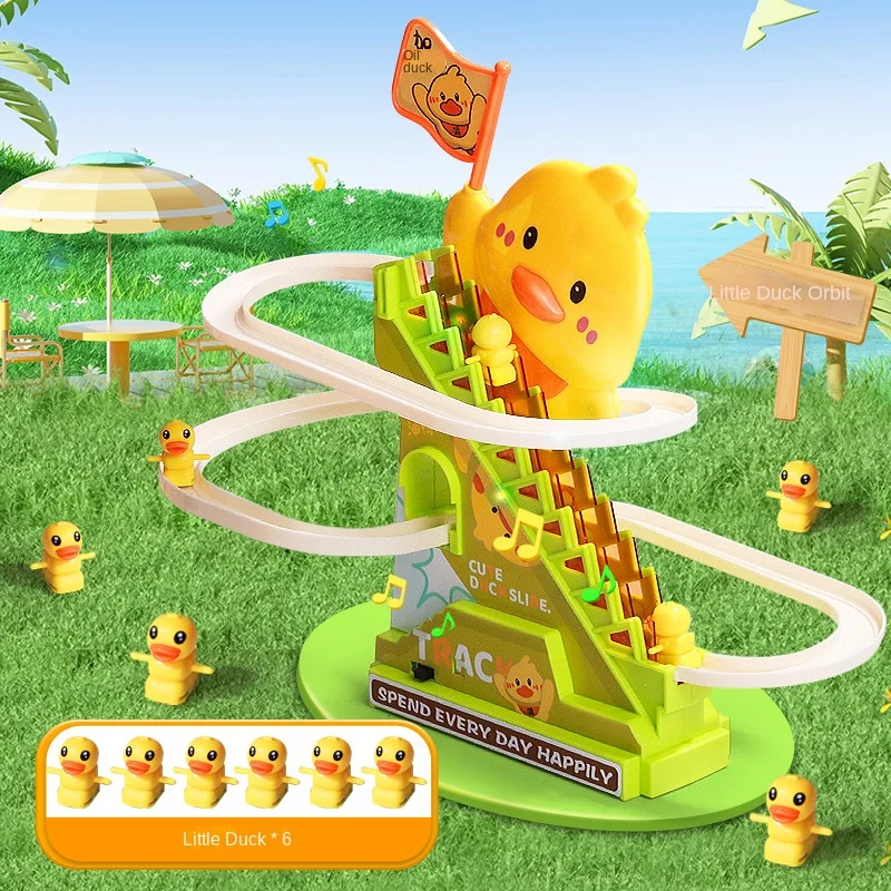 Treppensteigen, Enten, blinkende Lichter und Musik, Ente, Achterbahn, Spielzeug, interaktives Rolltreppenspielzeug, interaktives Eltern-Kind-Spielzeug