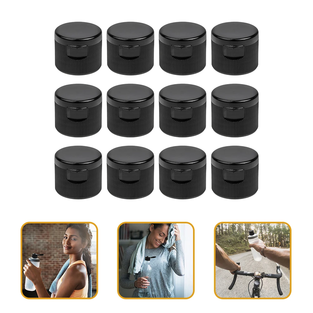 

40 Pcs Sport Water Bottle Lids Replacement Sports Cap Plastic Black Bottles with Toddler