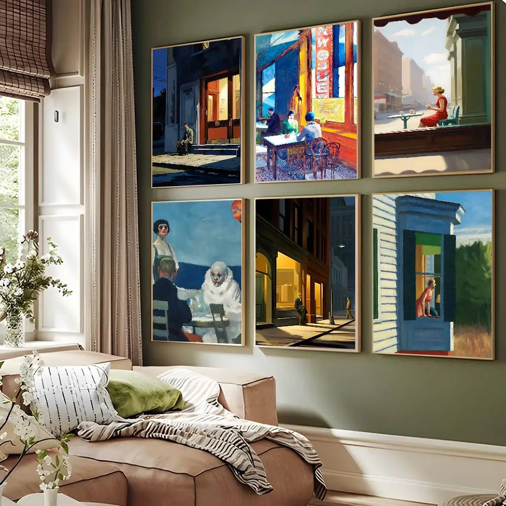 Edward Hopper Wall Art Drawings Vintage Landscape Vintage Posters Sticky Vintage Room Home Bar Cafe Decor Kawaii Room Decor
