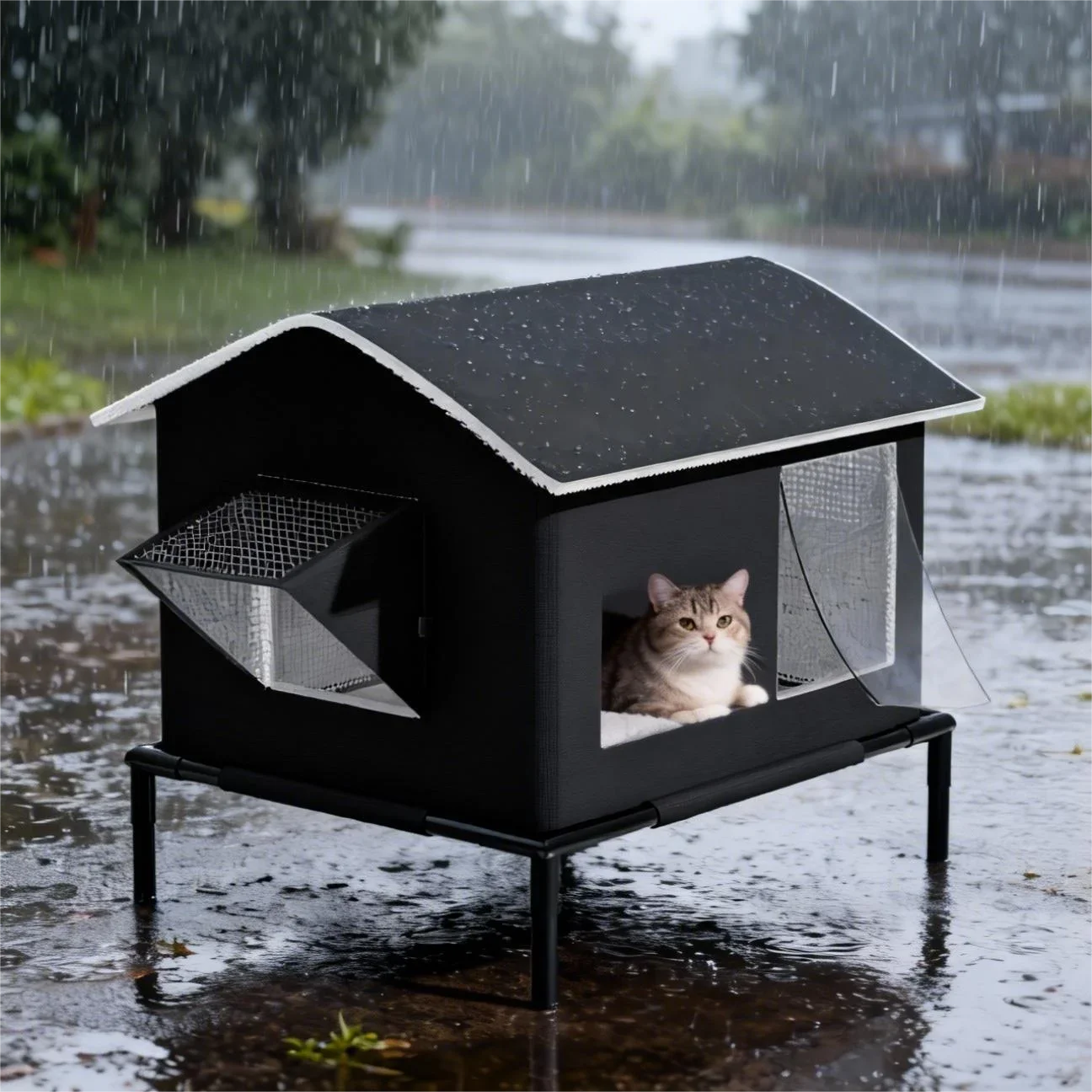 

Extra Large Cat House Cat Cave Foldable Waterproof Winter Warm Universal for All Seasons Cat Hideout Soft Comfortable Cat House