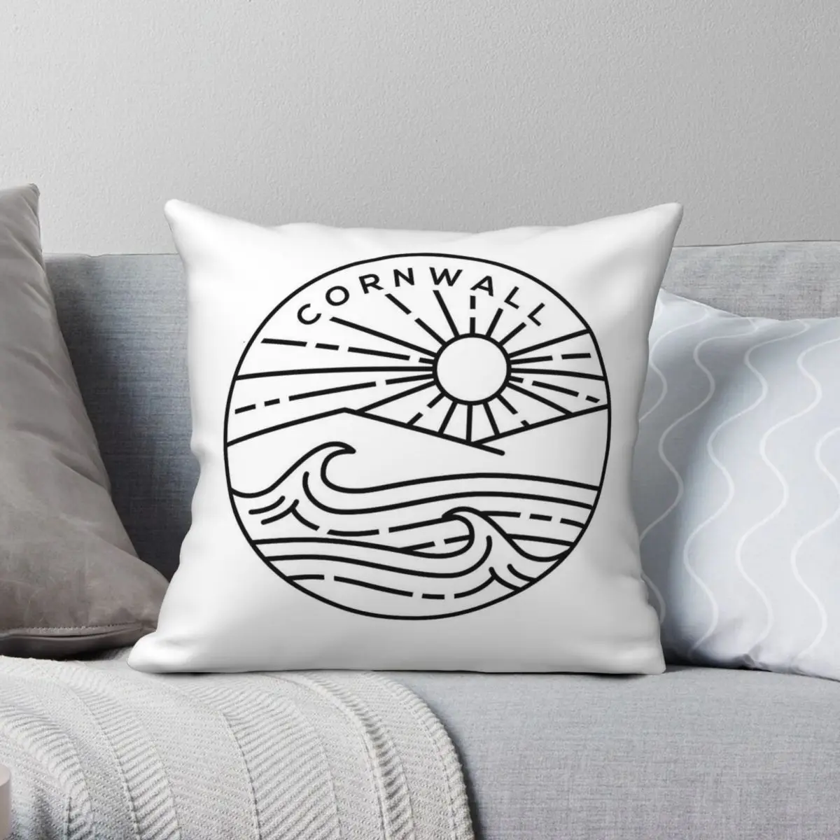 Cornwall Beach England Emblem Square Pillowcase Polyester Linen Velvet Pattern Decorative Pillow Case Home Cushion Cover 45x45