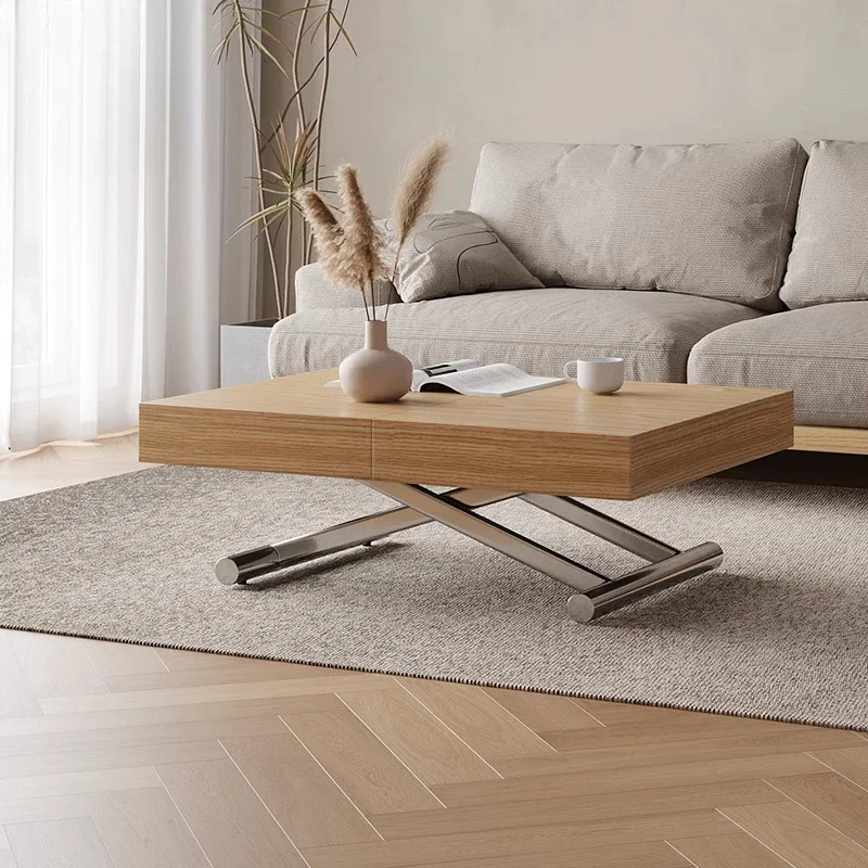 Lifting folding telescopic coffee table becomes an integrated dining table