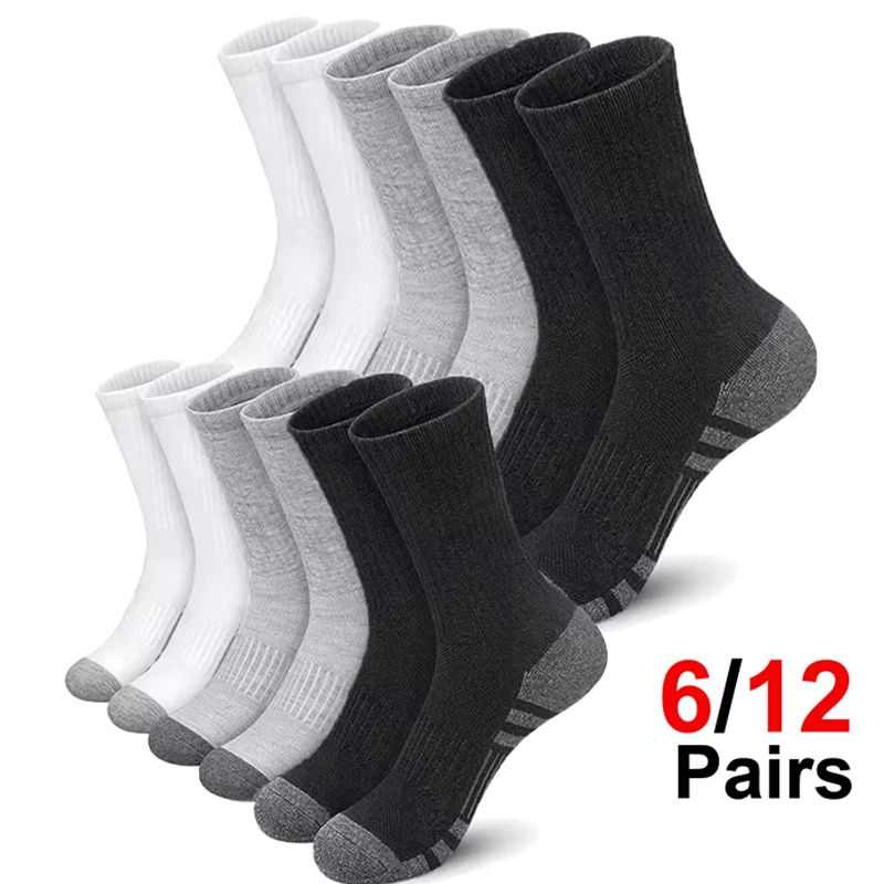 

6/12 Pairs High-Quality Unisex Crew Socks Soft Cloud-Like Breathable Socks for Men Women Sports Running Basketball&Daily Outdoor