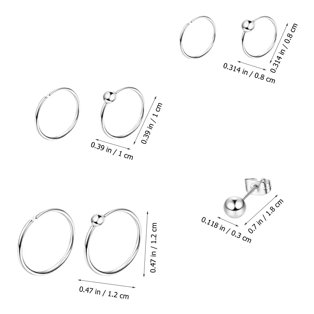 

12Pcs Piercing Set Ear Studs Nose Rings Body Decoration Women Small Hoop Earrings Stainless Steel Piercing Jewelry Assorted