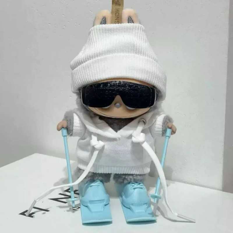 

For 15/17cm Labubu 3.0 doll clothes Casual sweater set Ski Goggles Snowboard for Ropa Labubu Doll Accessories