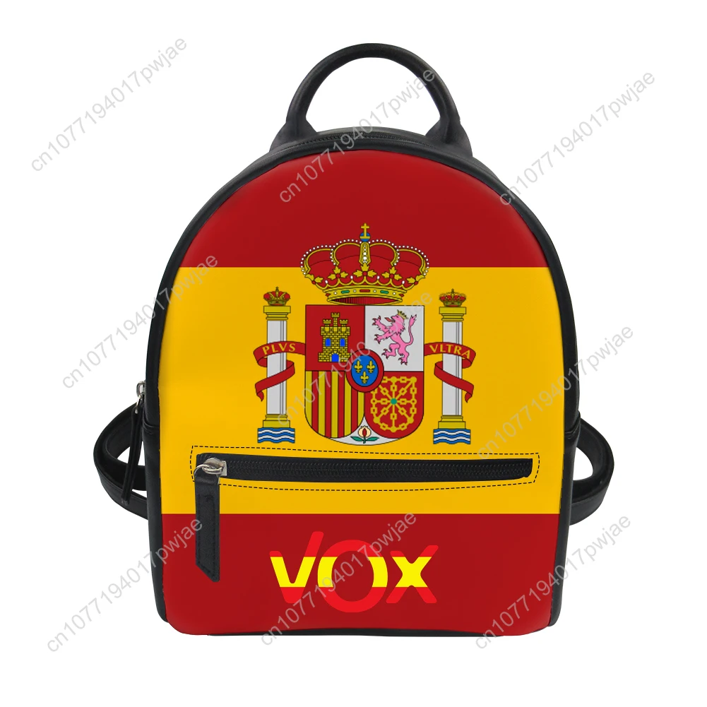 Spanish National Emblem Vox Custom Backpack Purse Carter Schoolbags Double Shoulder Bag Mini Daypack Leather Travel Bag