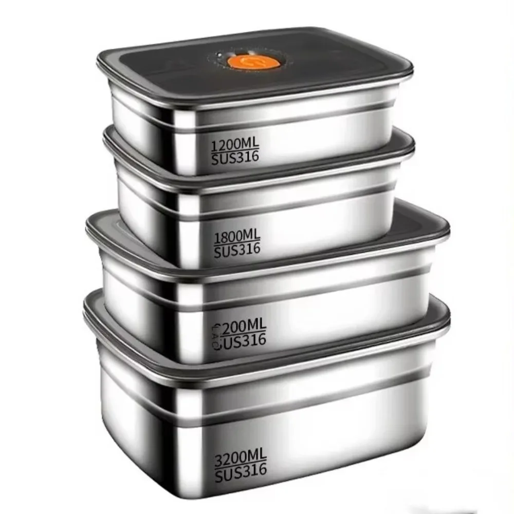 Stainless Steel Camping Lunch Box Leak-proof Microwave Suitable Bento Box Sealed Large Capacity Refrigerator Freezer Storage Box view 2