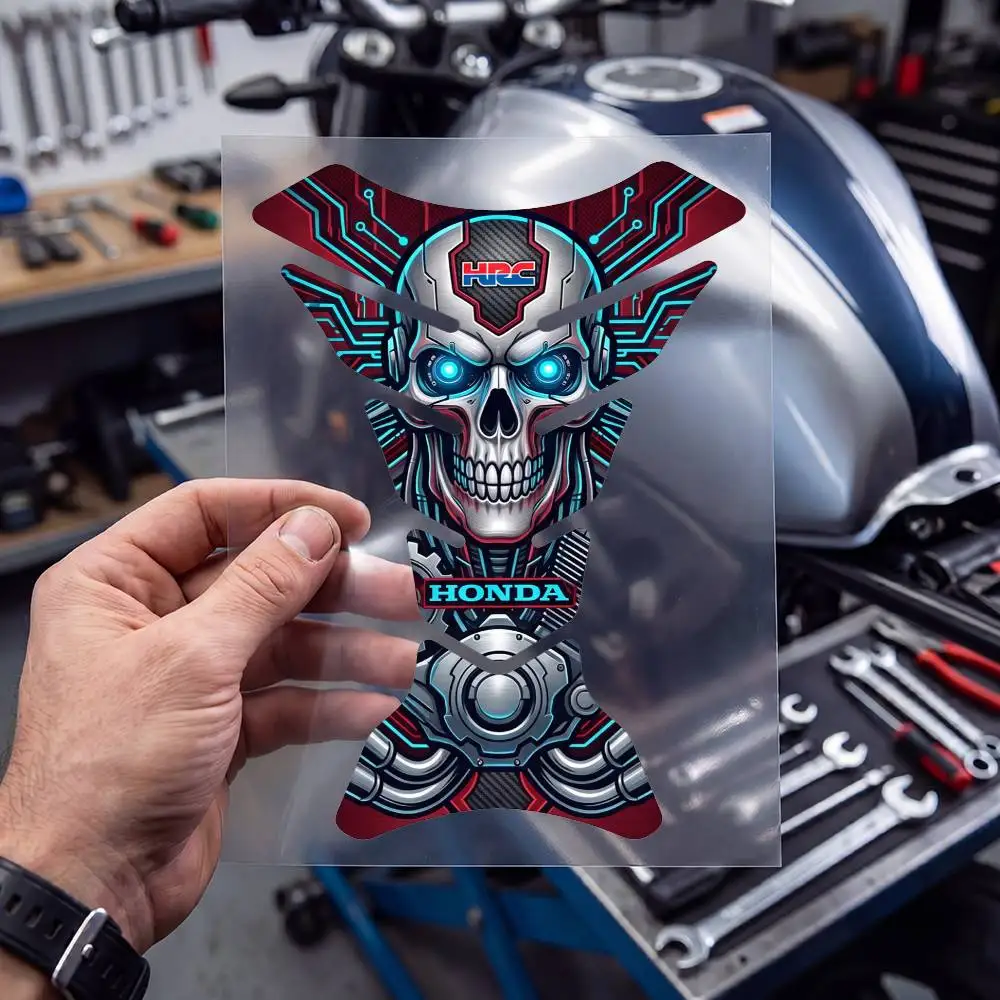 FOR HONDA Motorcycle PVC Tank Pad Tank Cap Protector Racing Sticker Universal