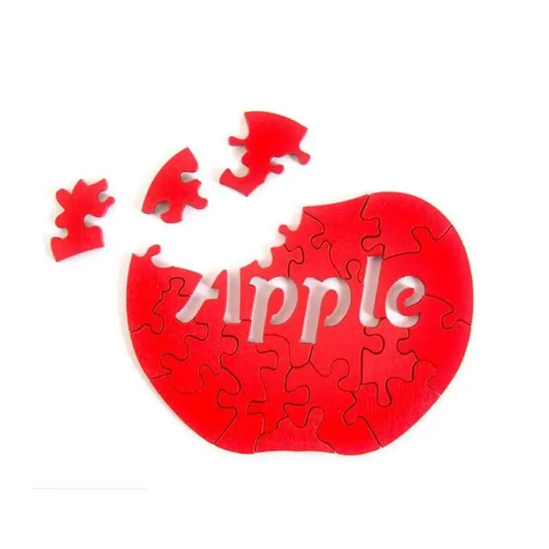 2020 New Apple-shaped Intelligence Wooden Jigsaw Puzzle Brain Teaser Game for Children Adults