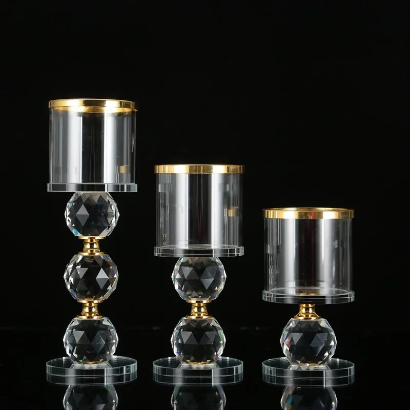 

3pcs / set Crystal Candle Stick Holders Stand Coffee Table Living and Dinning Room Candlestick Table Centerpieces for Candles