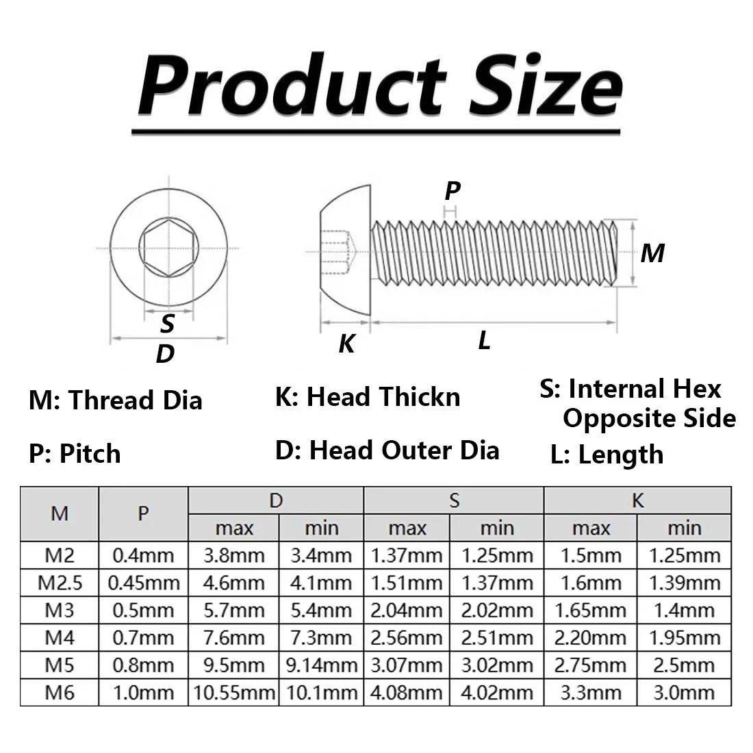 TC4 Titanium Dome Button Head Bolts M2 M3 M4 M5 M6 GR5 Allen Key Socket Screws - Image 2