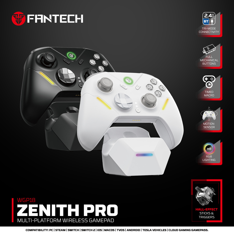  FANTECH ZENITH PRO WGP18 Wireless Game Controller Switch Between Mechanical or Hall-effect Triggers Built-in Gyro Sensor Gamepad 