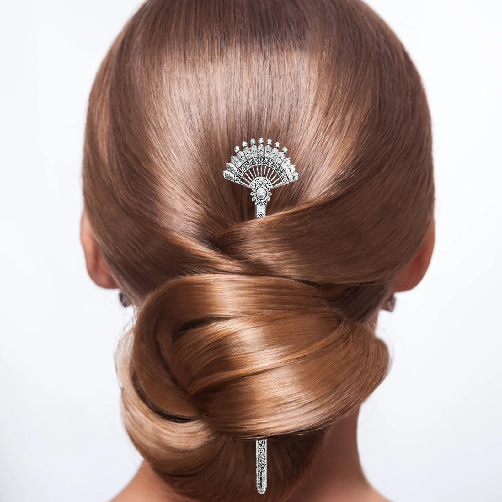 

5Pcs Vintage Hair Fork Set Elegant Alloy Fan Hair Stick Retro Chinese Design Hairpin for Festival Ceremony Photo Shoot Daily