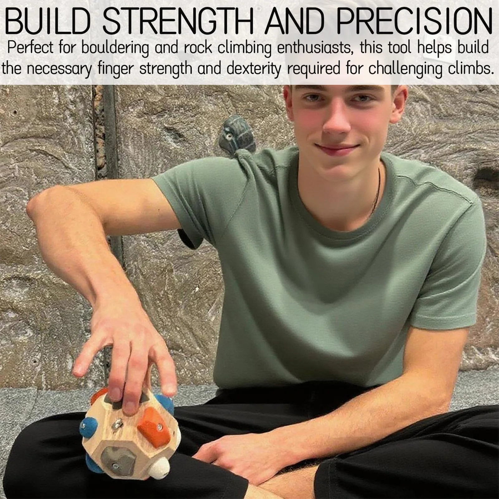 كرة تسلق مصنوعة يدويًا للتدريب على القوة والدقة مع نتوءات متعددة الحجم #4