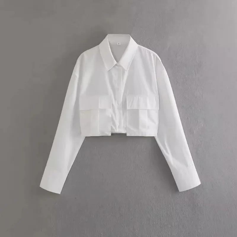 

Новинка лета 2026: Укороченная рубашка с длинным рукавом и четырехцветным карманом