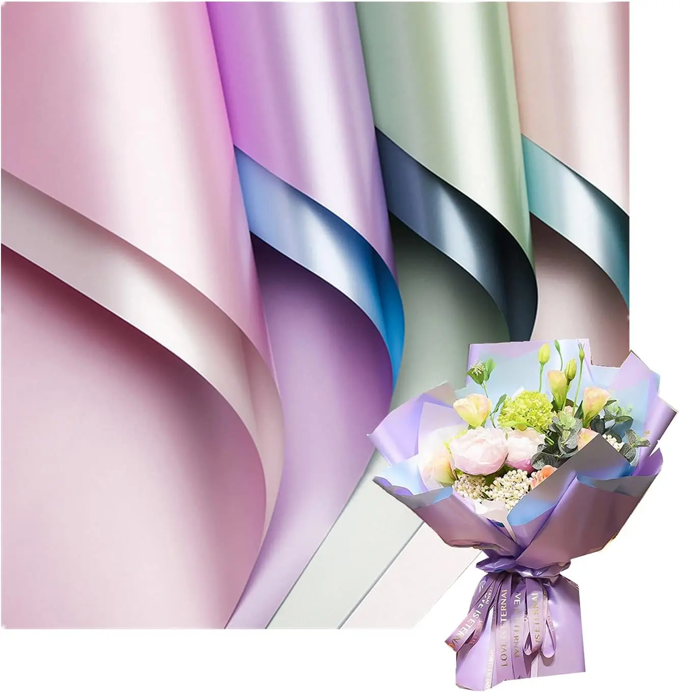 

Fresh Flowers Wrapping Paper, Waterproof Florist Bouquet Paper, Gift Packaging, 20 Sheets/Pack, 22.5x22.5in