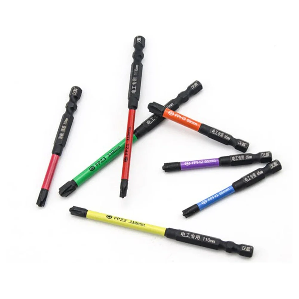 シャンク磁気特殊ドライバービットセット、スロット付きクロスドライバービット、fpz1、fpz2、fpz3、65、110mm、4個