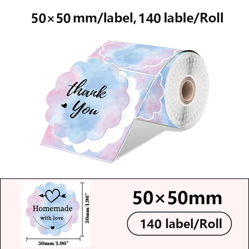 50x50 Neuer Thermo-Etikettendrucker Aufkleber Selbstklebender Farblaser-Thermopapieranzug für Phomemo M110 M200 M120 E210 Etikettendrucker