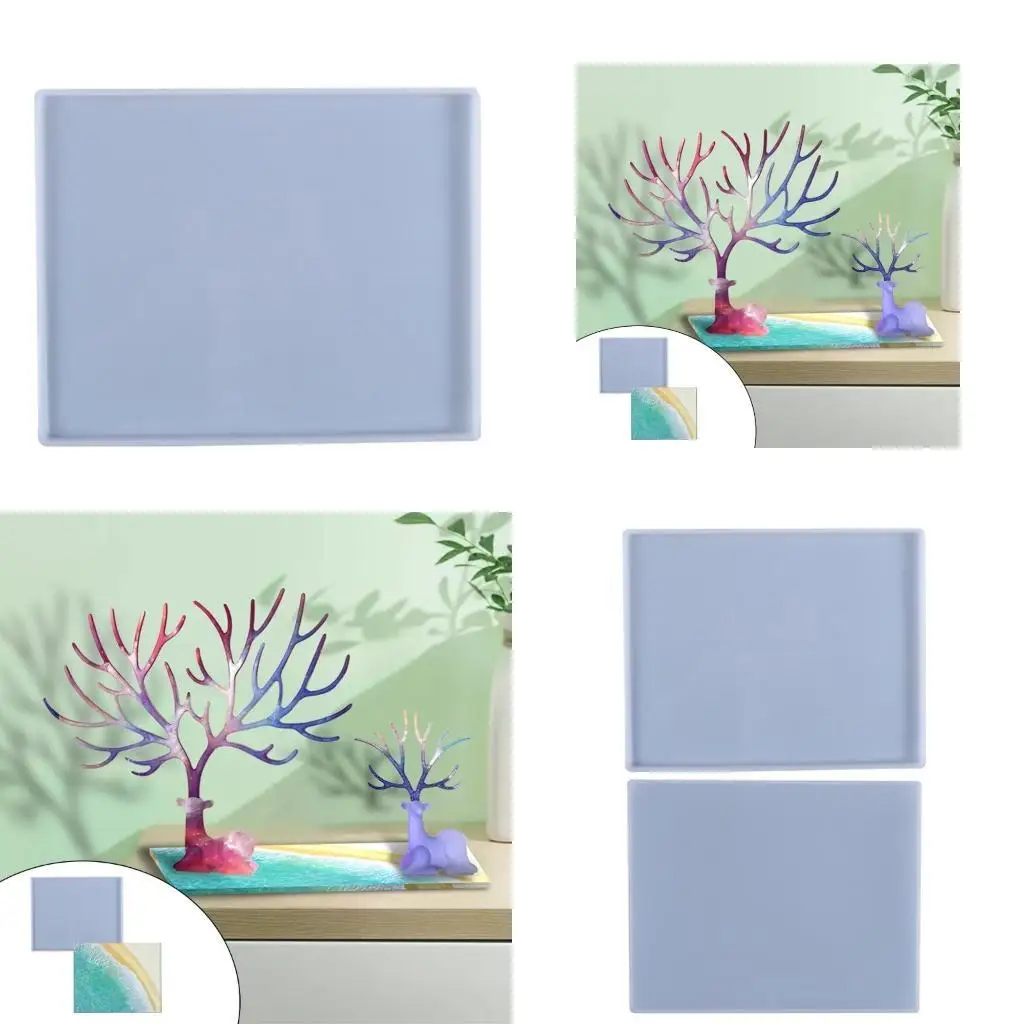 

J78F Rectangle Serving Board Crystal Epoxy Resin Mold Tray Silicone Mould DIY Crafts Fruit Dish Cup Mat Home Decorations