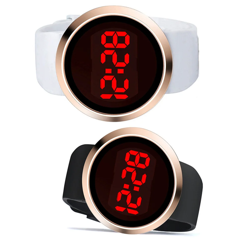 Led Watch White Band Pu Screen Alloy Men Women Electronic Wristwatch Gift For Birthday Shower