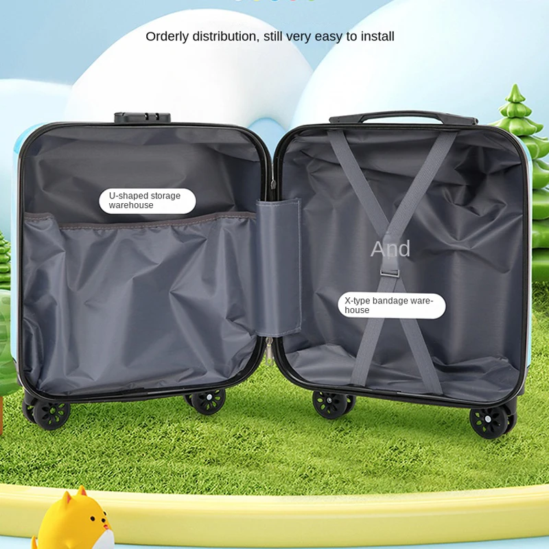 Hot Selling Children's Luggage Trolley Bags Girls Cartoon Luggage Boys Suitcase Universal Wheel Small 18'' Password Boarding Bag