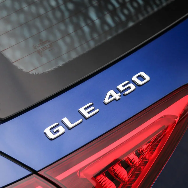 플랫 실버 3D ABS 엠블럼 배지, 후면 트렁크 자동차 로고 스티커, 메르세데스 벤츠 GLE450 GLS450 E300 C260 4MATIC 자동차 액세서리