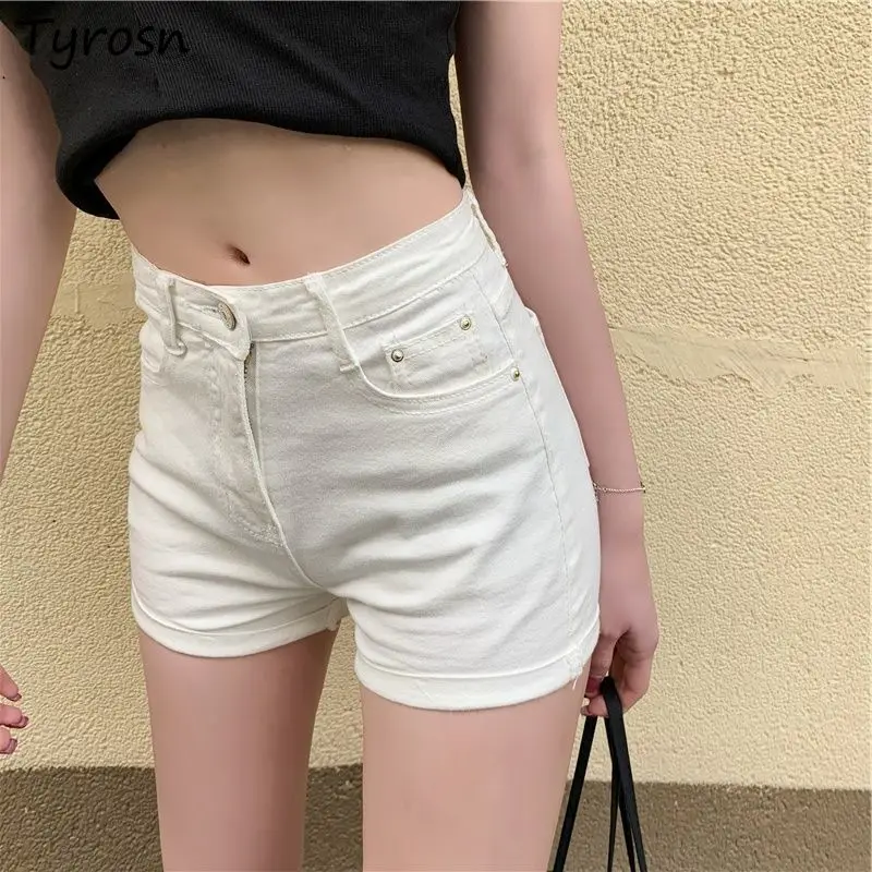 

Denim Shorts Women Simple Solid Students Creativity Elegant Tender Leisure Summer High Waist Korean Style Sexy Straight Daily