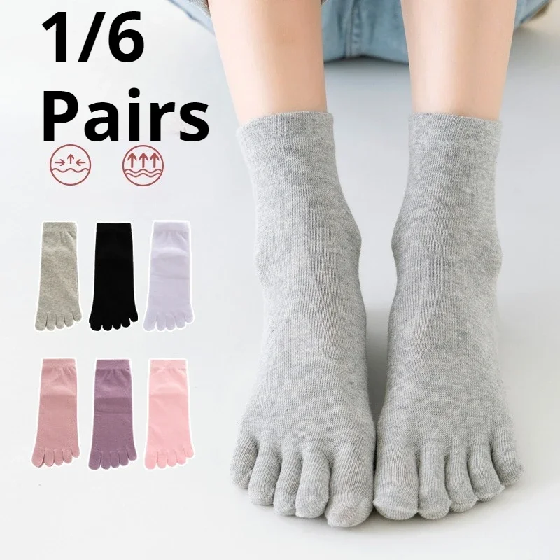 1/6 Paar knochenlose, schweißabsorbierende, atmungsaktive Split-Toe-Socken für den Frühling, neue lässige und bequeme Damensocken aus reiner Baumwolle