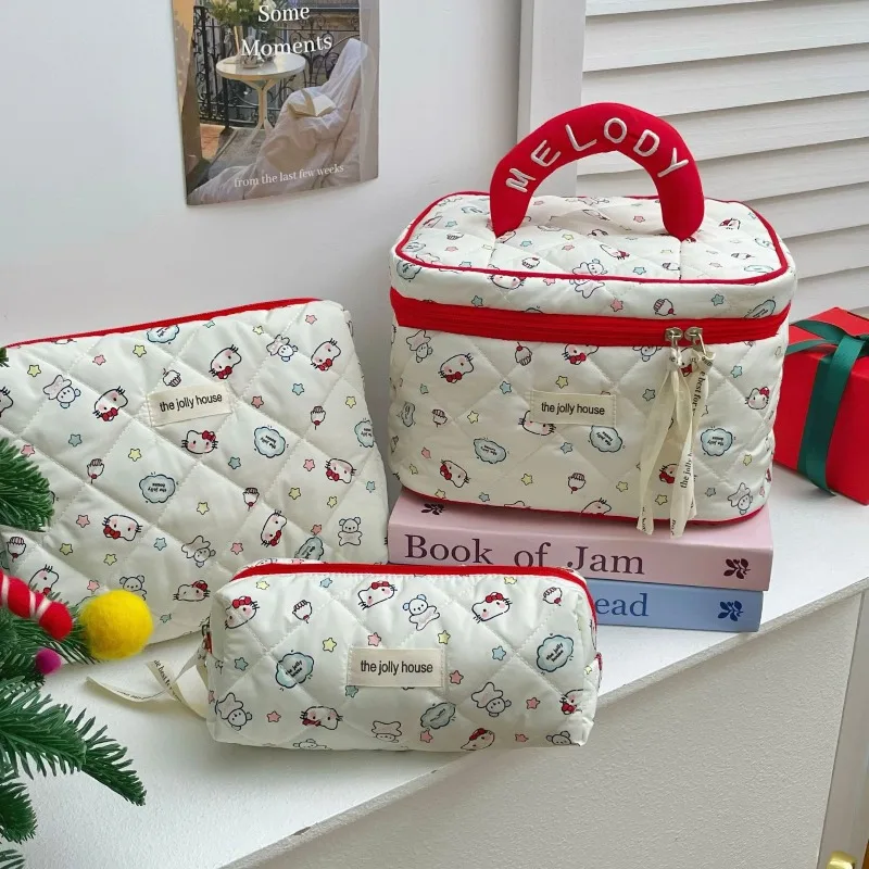 

Kawaii Hello Kitty Makeup Bag High Beauty Anime Cute Printed Women Portable Large Capacity Makeup Storage Handbag Gift Wholesale