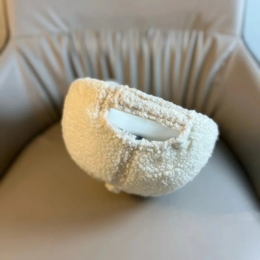 Berretto da baseball con etichetta R in stile coreano, caldo e spesso, in peluche di agnello, cappello casual regolabile unisex