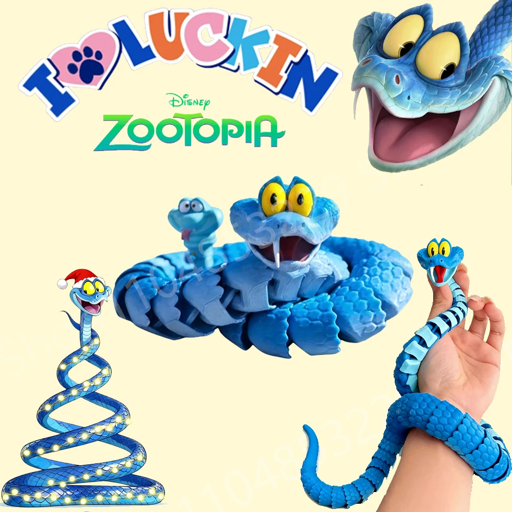 NIEUWE Disney Zootopia 2 40/60/80 cm Gary Snake gelede simulatie speelgoed slang, 3d gedrukte slang Gary model, kindercadeau