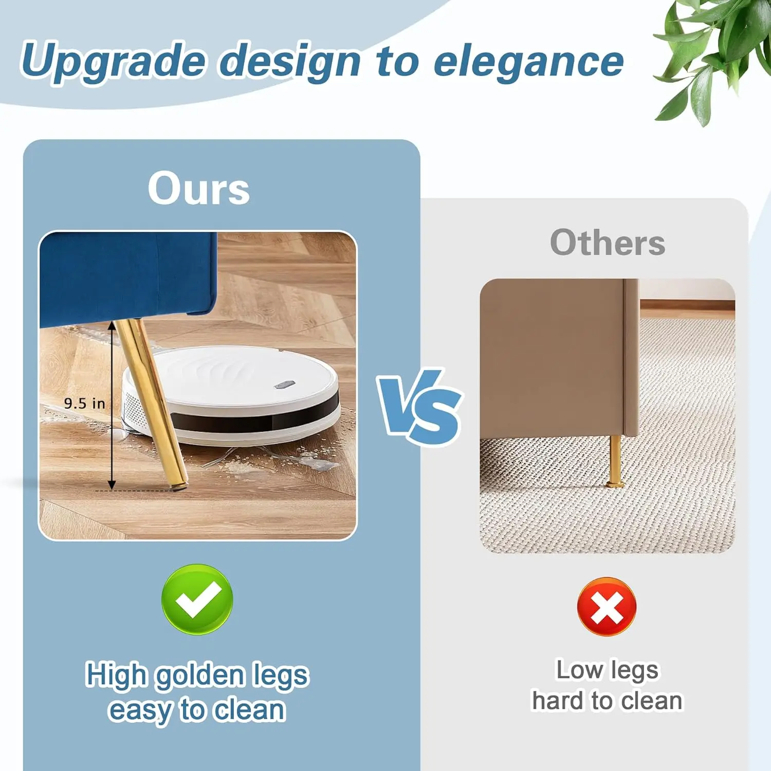 Stuhl mit Samtakzent, 2er-Set, moderne Sessel aus marineblauem Stoff mit Flügelrückenlehne und Metallbeinen