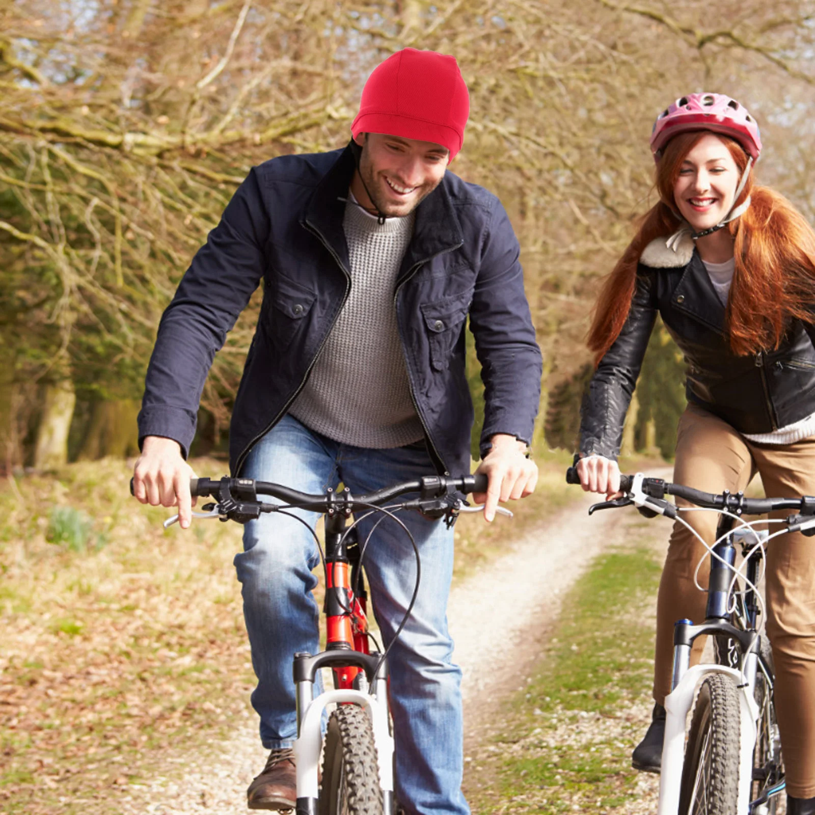 

2Pcs Breathable Quick-Dry Cycling Skull Cap Liner Red Mesh Sweat-Wicking Sports Beanie for Men Women Riding