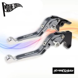Motorcycle CNC Accessories Folding Extendable Brake Clutch Levers Adjustable Handle Fit 675 STREET TRIPLE 2008-2016 (NO R or RX)