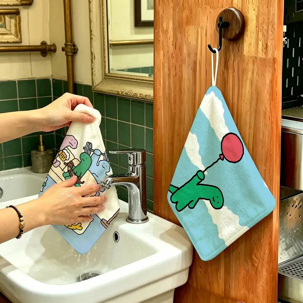 Cartoon J-Joguman S-Studio Polyester Cotton Hand Wiping Towel, Hanging Towel, Quick Dry for Kitchen Bathroom Daily Supplies