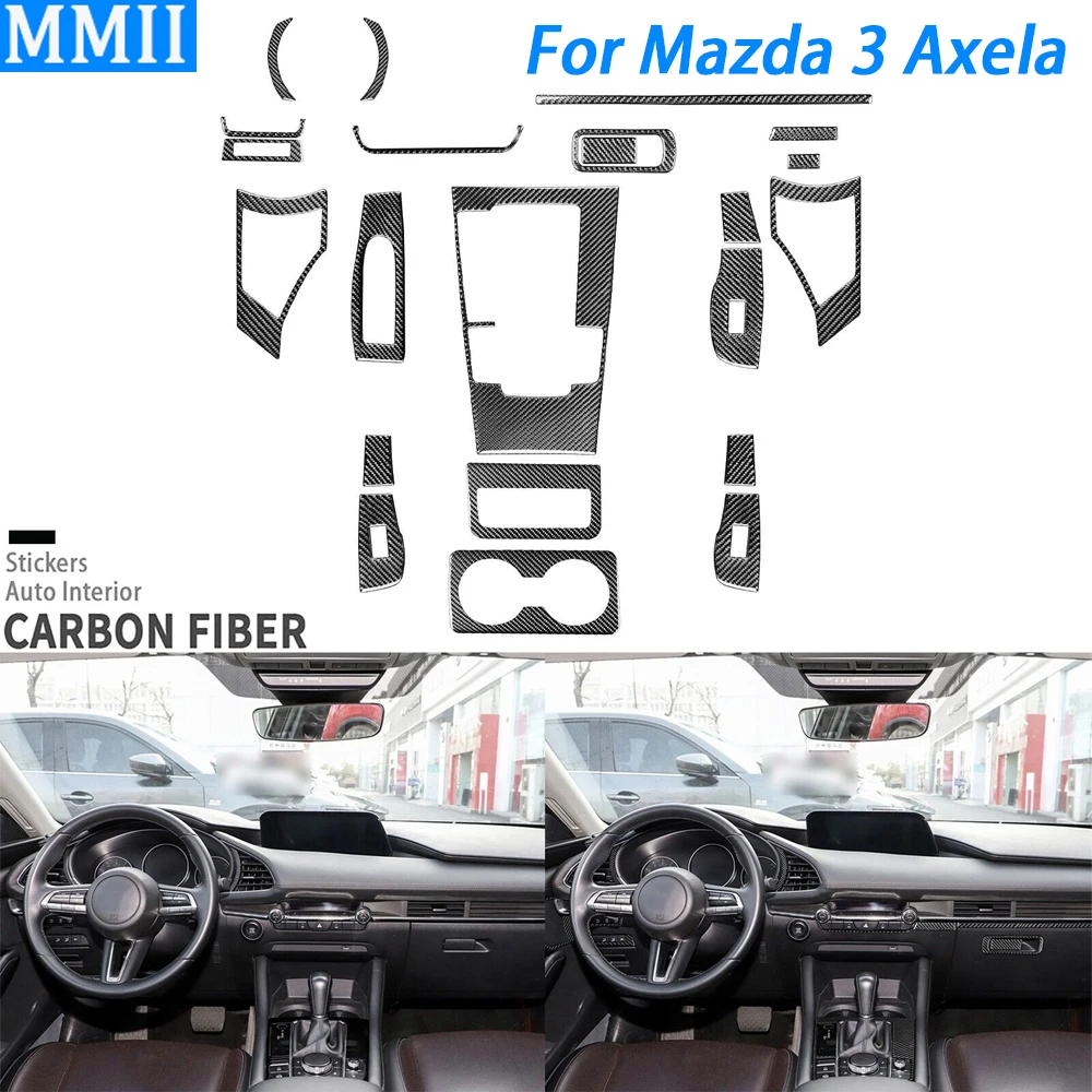 For Mazda 3 Axela 2020 2021 2022 2023 2024 Carbon Fiber Gear Shift Window Lift Dashboard Set Car Interior Accessories Sticker