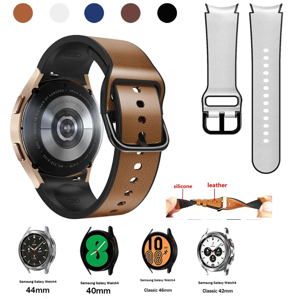 

20mm Leather Strap For Samsung Galaxy Watch 4 Classic 42mm 46mm Smartwatch Sport Bracelet For Galaxy Watch 4 44mm 40mm Watchband