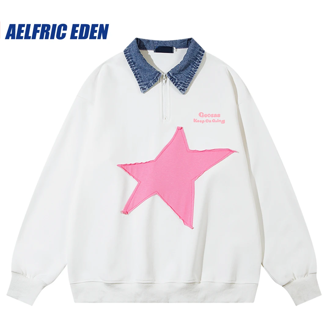 

Aelfric Eden Irregular Star Applique Sweatshirt Men Y2K Fashion Retro Harajuku Casual Hip Hop Loose Cotton Streetwear Hoodie Top