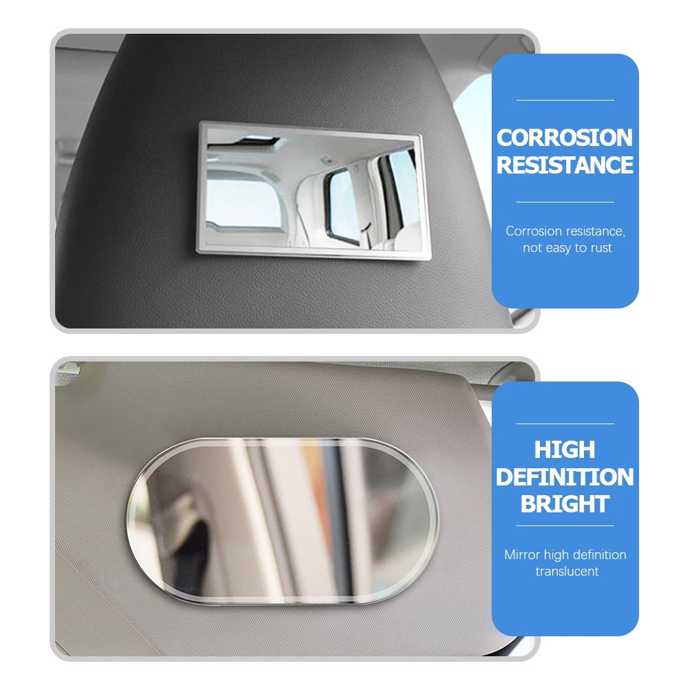 

2 pcs Car Makeup Mirror Sun Visor Clear Imaging Adhesive Back Compact Design Easy Install Foldable Car Interior Accessories