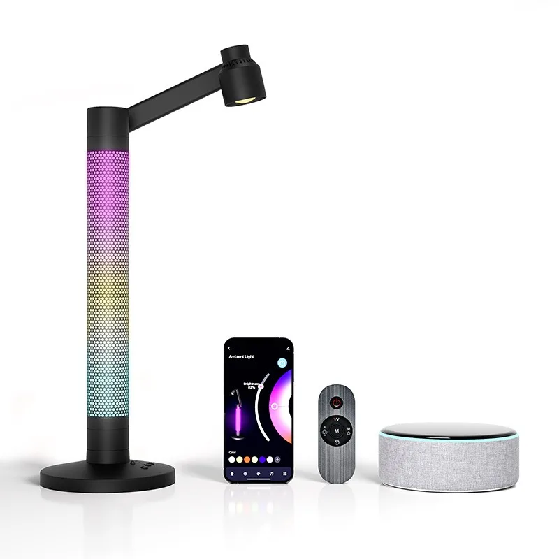 2 in 1 Atmosphere Desk Lamp Rotatable APP Color Adjustment Desktop Light Eye Protection Work Learning Design