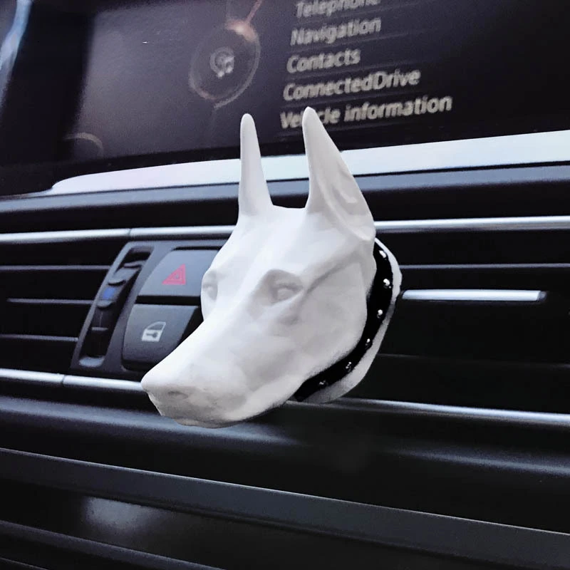 Doberman Dog Car Perfume Car Air Conditioning Outlet Fragrance Clip Solid Aromatherapy Car Interior Decoration Ornaments Gypsum