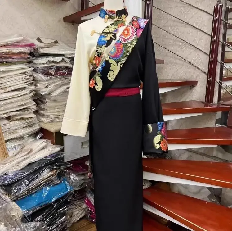 Chemises Tibétaines Chinoises pour Femmes, Ensembles de Robe, Costumes de Scène de Performance, Printemps et Automne