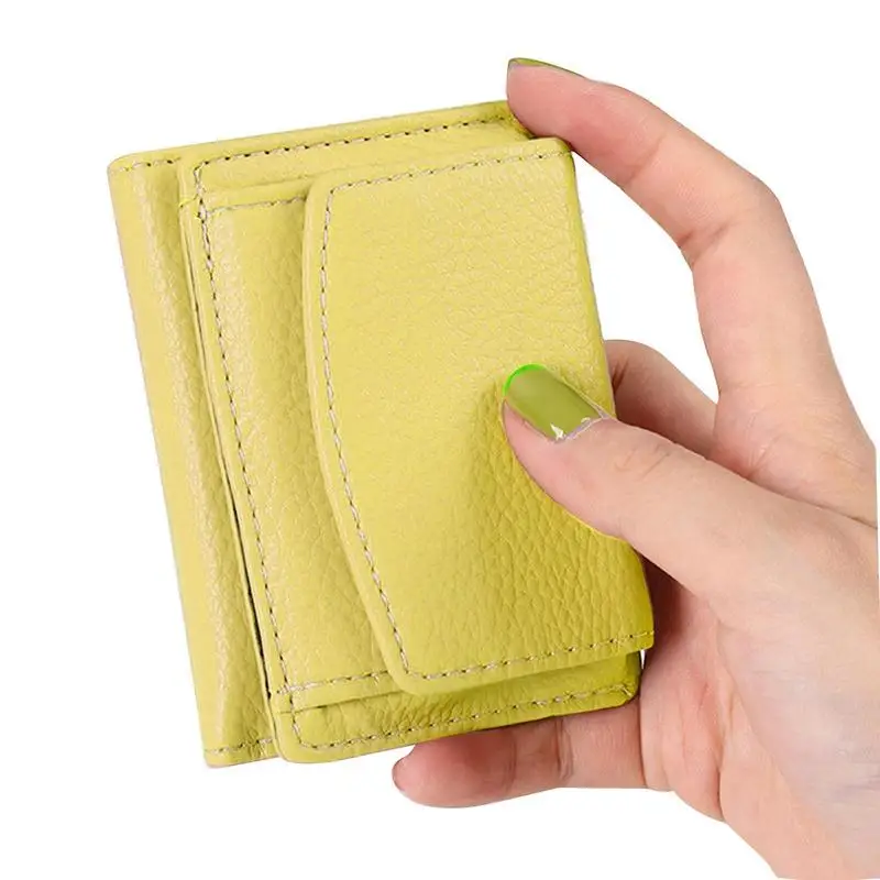 

Folding Mini Wallet Small Card Wallet Women Small Compact Bifold Luxury Leather Pocket Wallet Mini Purse For Credit Cards Debit