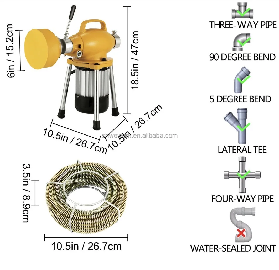 WeWork آلة مثقاب الصرف الكهربائية الجديدة 2-Cable الأنابيب الأنظف لتنظيف كفاءة استنزاف #2