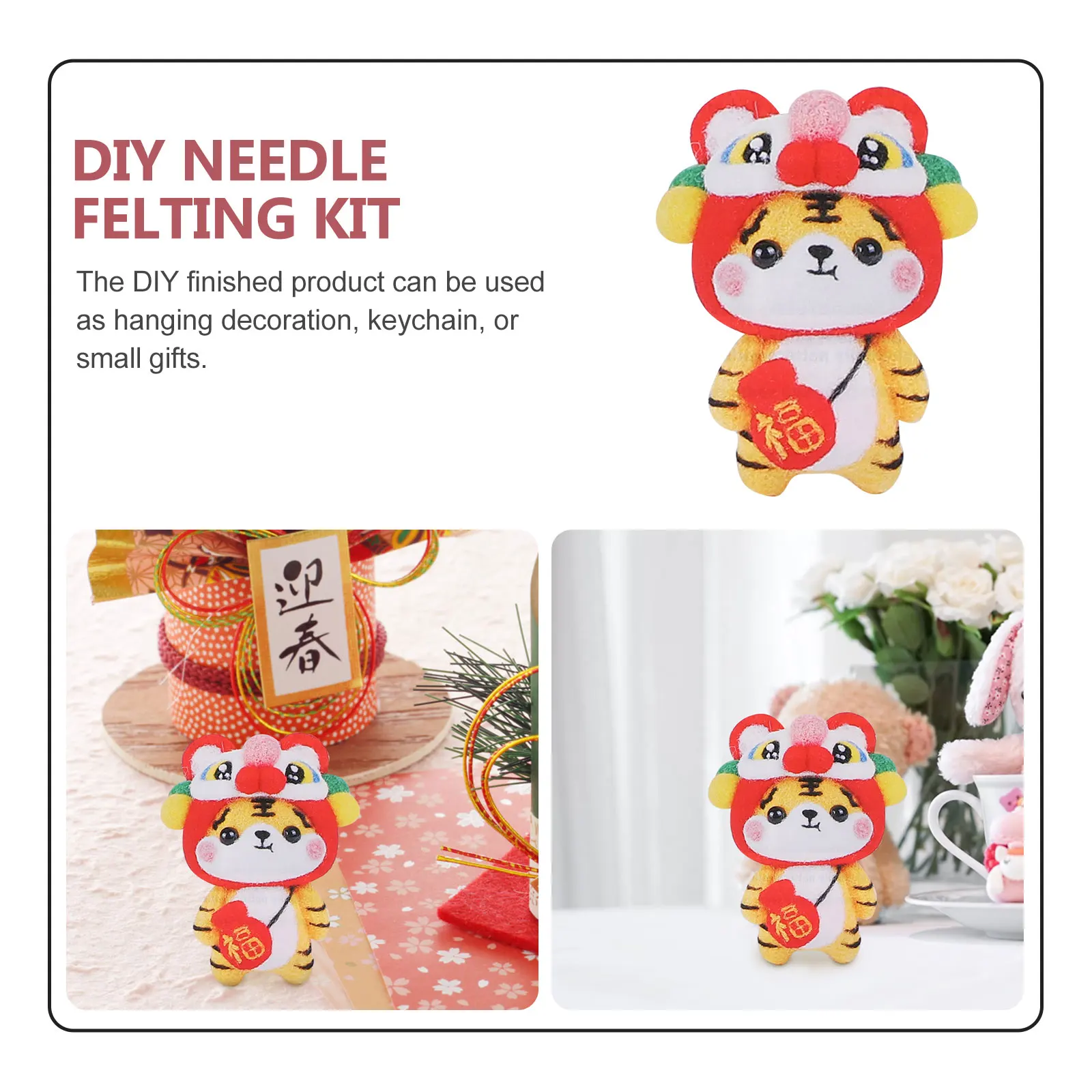 

1Set Needle Felting Tiger Kit DIY Craft Tools Wool Felt Embroidery Accessories Felting Supplies for Handmade Gifts Decoration