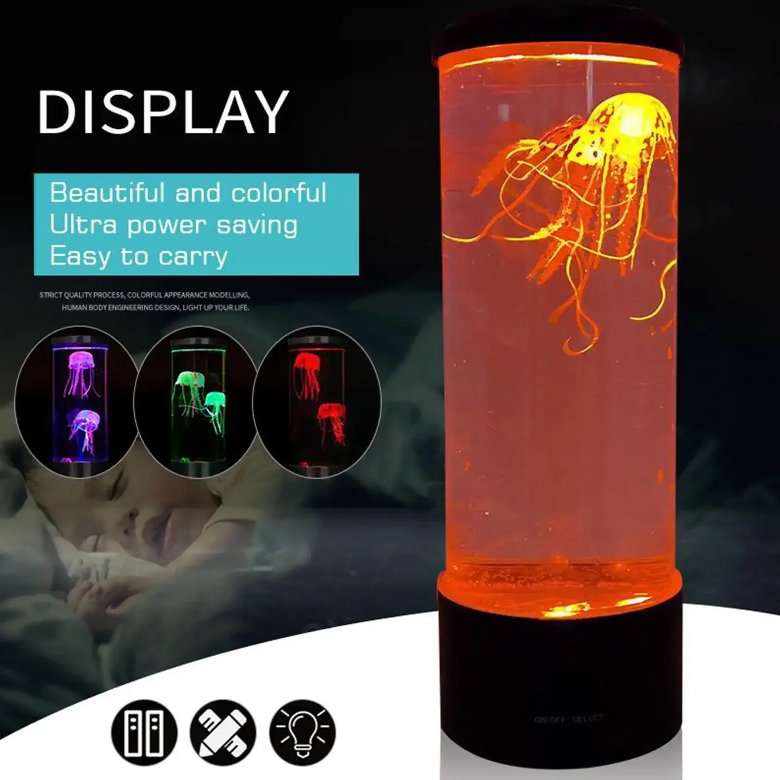 โคมไฟ LED ควบคุมระยะไกลจินตนาการแมงกะพรุนไฟ LED ถังแมงกะพรุนเปลี่ยนสีได้แบบ USB ไฟกลางคืนสร้างอารมณ์ผ่อนคลายของขวัญคริสต์มาส
