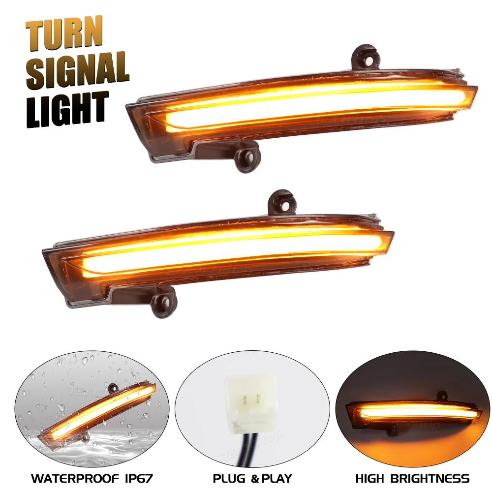 2pcs For Nissan Altima Teana 2019 2020 2021 2022 LED Dynamic Turn Signal Lights Side Mirror Sequential Blinker Lamp Amber