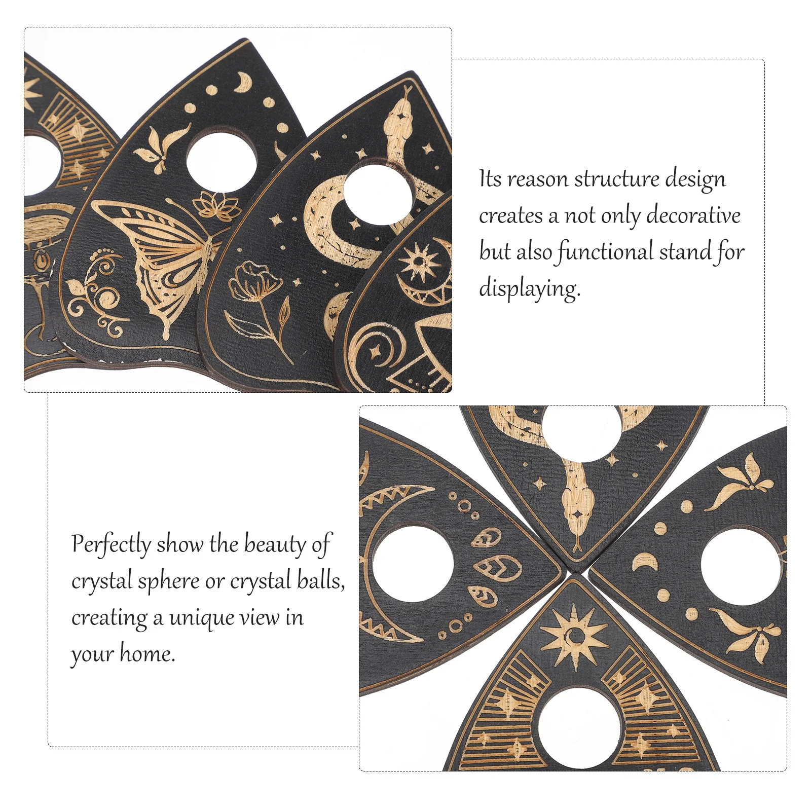 

4Pcs Wooden Crystal Ball Holder Crystal Sphere Display Stand Decorative Functional Display for Desk Shelf Home